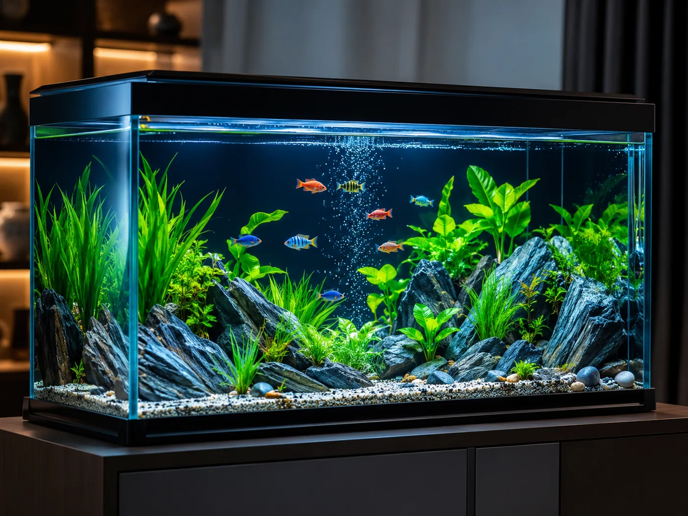 Decorative fish tank setup